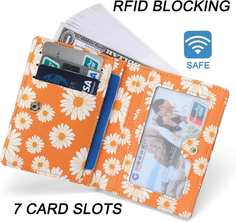 Altally Small Women Wallet RFID Blocking Bifold Pocket Wallet Slim Compact Ladies Purse Mini Wallets For Women (Flower) - Image 3